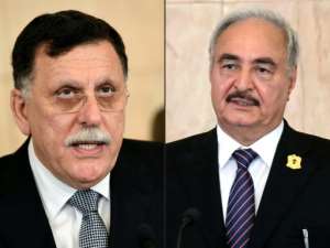 Libya's conflict pits the UN-backed GNA under Prime Minister Fayez al-Sarraj L against forces loyal to strongman Khalifa Haftar based in the country's east. By FETHI BELAID, HO AFPFile