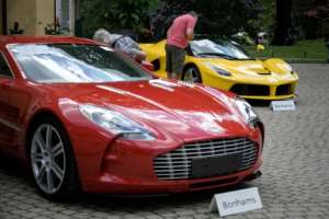 Luxury cars seized from Teodorin Obiang were auctioned off in Switzerland in 2019. By FABRICE COFFRINI AFP