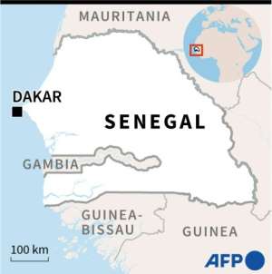 Map of Senegal locating the capital Dakar. By Jonathan WALTER AFP