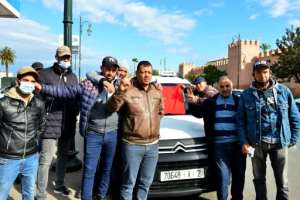 Moroccan taxi drivers strike to protest spiralling fuel coasts, in the capital Rabat, on March 7, 2022. By - AFPFile