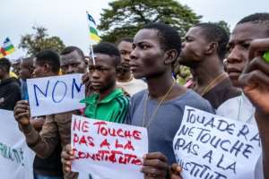 Opposition and civil society groups in August staged a protest in Bangui against changing the constitution. By Barbara DEBOUT AFP
