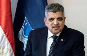 Osama Rabie, chairman of Egypt's Suez Canal Authority, in a file photo from July 7, 2021. By Mahmoud KHALED AFPFile
