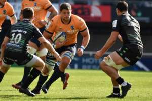 Paul Willemse takes aim at the London Irish defence. By Sylvain THOMAS AFP