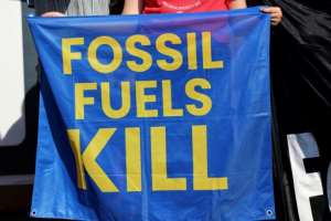 Protesters outside the Sharm el-Sheikh International Convention Centre during the COP27 climate conference, on November 15, 2022. By JOSEPH EID AFPFile