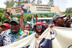 Protestors gathered outside the jail on Wednesday. By Phill Magakoe AFP