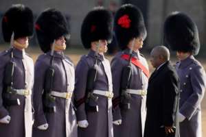 Ramaphosa inspected a guard of honour at Horseguards Parade in central London. By Kirsty Wigglesworth POOLAFP