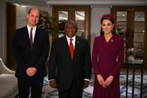 Ramaphosa was met by heir to the throne Prince William and his wife Catherine. By JUSTIN TALLIS POOLAFP