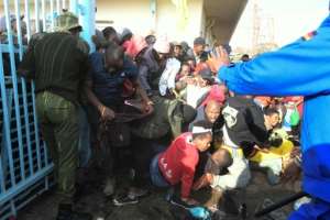 Several people were reportedly injured in a crush at the stadium. By SIMON MAINA AFP