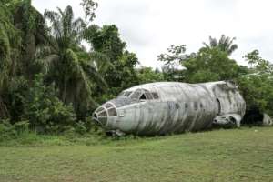 Shorn of its wings and chopped in two, this Soviet-era Antonov transporter will never fly again -- but Alibhai believes it could be a bar of the future. By Sia KAMBOU AFP