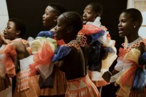 Some of the tens of thousands of young Zulu women preparing for the reed dance. By MARCO LONGARI AFP