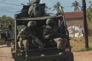 South African troops in Mozambique -- their mission has now been extended. By Alfredo Zuniga AFP