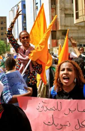 The blood of the martyrs did not flow in vain, about 100 women protesters chanted in Khartoum about pro-democracy activists who have been killed in street violence. By - AFP