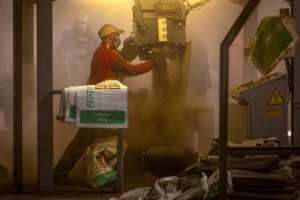 The EV plant produces fertiliser by adding potash or phosphorus to the compost. By FADEL SENNA AFP