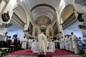 The Madonna of Trapani procession was started by a Sicilian fishermen from La Goulette to mark the Feast of the Assumption and pray for a good catch and protection at sea. By FETHI BELAID AFP