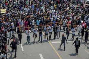 Thirty-two civilians and four UN peacekeepers were killed in total during the protests last week, the government says. By Guerchom Ndebo AFP