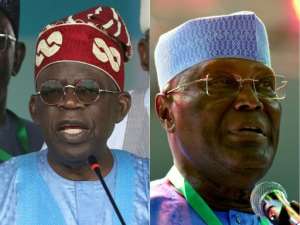 This combination of file pictures shows Nigeria's ruling party All Progressive Congress presidential flagbearer, Bola Tinubu L and Nigerian former Vice President Atiku Abubakar R of the Peoples Democratic Party PDP.. By Kola Sulaimon, PIUS UTOMI EKPEI AFP