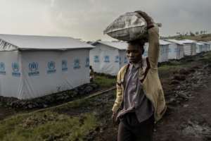 Thousands of people are living in the Bushagara refugee camp, north of Goma. By Guerchom Ndebo AFP