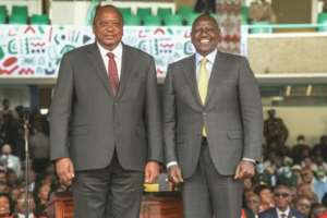 Uhuru Kenyatta had only publicly congratulated Ruto on the eve of his successor's swearing in. By SIMON MAINA AFP