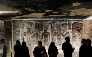 Visitors tour the tomb of Ramses III 1186-1155 BC in Valley of the Kings at of Luxor. By Amir MAKAR AFP