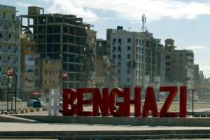 War-ravaged buildings in Libya's eastern city of Benghazi. By Abdullah DOMA AFP