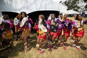 Zulu maidens dance at commemorations last year for the late King Zwelithini. By Phill Magakoe POOLAFP