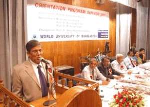 Honorable Vice-Chancellor of WUB Professor Abdul Mannan Choudhury, PhD addressing at the Fresher s Reception