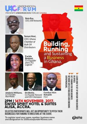 Under 40 CEOs Forum, Ghana Set To Hold On Friday, 16th November, 2017