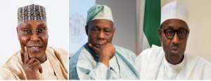 Atiku Abubakar of the PDP, Olusegun Obasanjo and Muhammadu Buhari of the APC