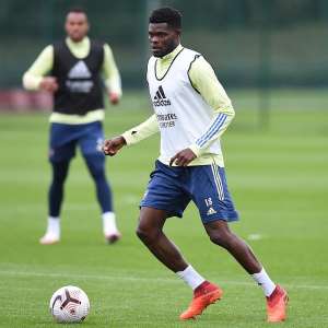 Thomas Partey Trains With Arsenal Teammates Ahead Of Manchester City Clash Photos