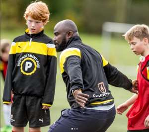 Former Black Star Player Razak Pimpong Training Young Footballers In Denmark