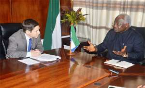 Photo: Centers for Disease Control Official with ex-Sierra Leone president Ernest Bai Koroma of Sierra Leone.