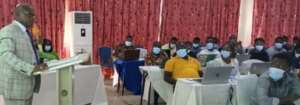 Dr. Nana Ato Arthur speaking at the training programme in Elmina
