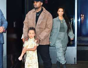 Kanye West with wife Kim Kardashian and daughter North West
