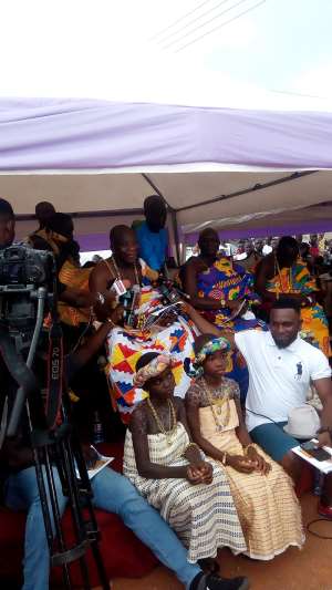 The Paramount Chief of Eastern Nzema Traditional Council, Awulea Amihere Kpanyinli III addressing the gathering at the 2018 Kundum festival