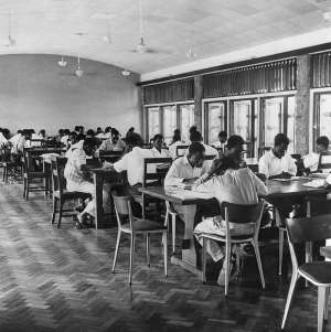 Students pictured in 1955 in a reading room at what is today the University of Ibadan. Flagship universities have long histories. - Source: Evans/Three Lions/Getty Images
