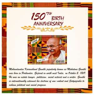 Ghana Post Issues A Commemorative Stamp To Mark the 150th Anniversary of Mahatma Gandhi
