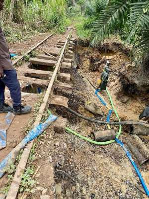 Illegal mining ravages western railway line at Bonsawere