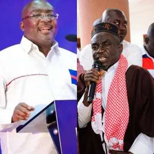 the Chief Imam of Amansie West, Alhaji Abubakar Mohammed right and NPP 2024 Presidential candidate, Dr Bawumia