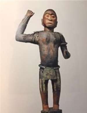Anthropomorphic statue, King Ghzo, Dahomey, Republic of Benin. This is one of the Royal Dahomeyan statues that the French looted in 1832 and kept in France until restitution to the Republic of Benin on 10th November 2021.