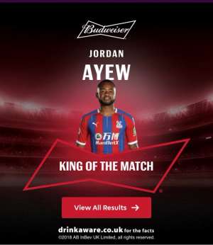 Jordan Ayew Named Man of The Match Against Arsenal