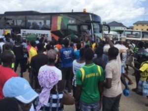 PICTURES: Black Stars Interact With Fans At Mankessim Ahead of South Africa Game
