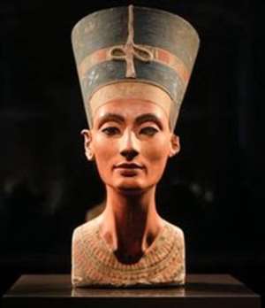 Bust of Nefertiti in Neues Museum, Berlin, Germany.