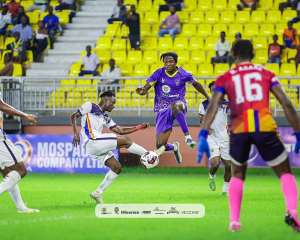 Kwabena Boateng and Mawuli Wayo score as Hearts of Oak down Medeama in Tarkwa