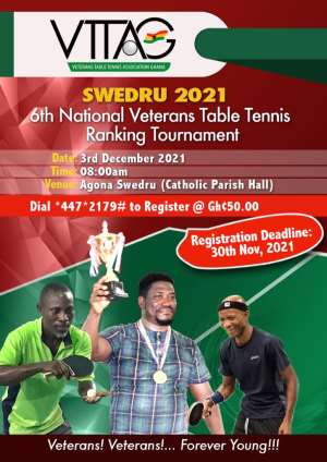 6th National Veterans Table Tennis Tourney fixed for December