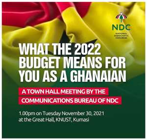 NDC to hold town-hall meeting on 2022 'Awudie' budget on November 30