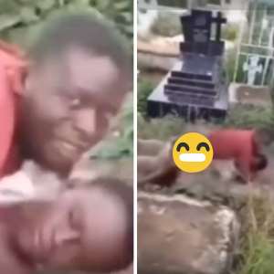 Two adults caught on camera having sex in a cemetery