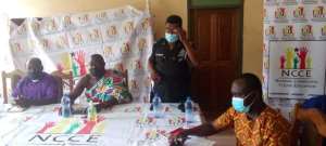 The Divisional Police Commander for Tano North Municipal, Superintendent Isaac Kojo Forson educating the participants