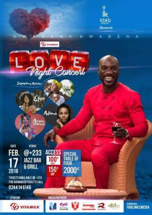 Kwabena Kwabena Set To Romance Accra With Vitamilk Love Night Concert