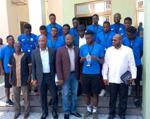 Keta Sunset BSC Presents Copa Lagos Champions Cup To GFA President