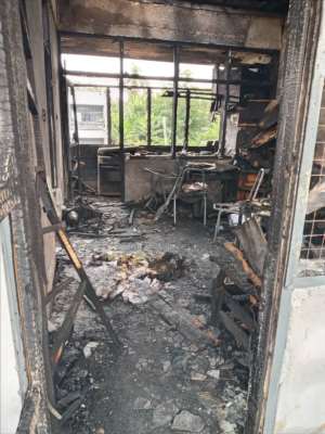 One of the rooms and all of its content badly burnt by the fire